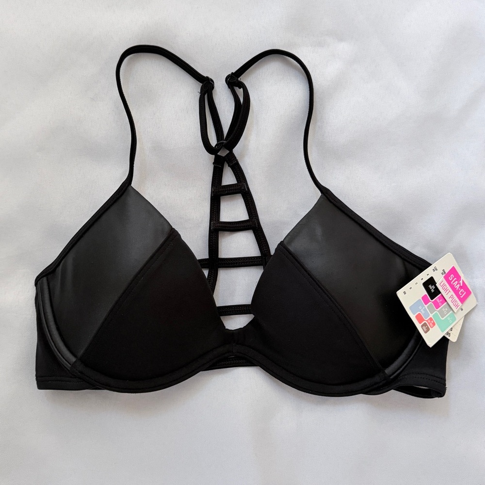 VS Pink Strappy Leather Bikini Top